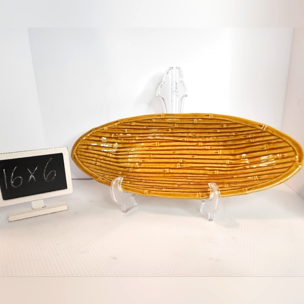 Monterey Collection Home Studio bamboo pattern oval platter 16x6 flawless‎